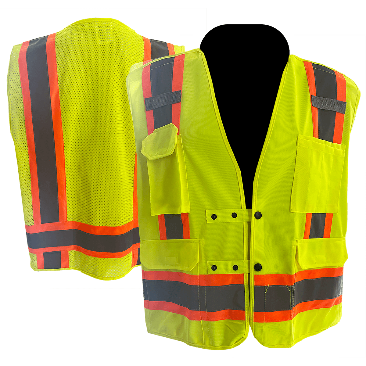 C2V X-CRASH 8V23G2H Safety Vest, Breakaway Solid Front/Mesh Back, Type R Class 2