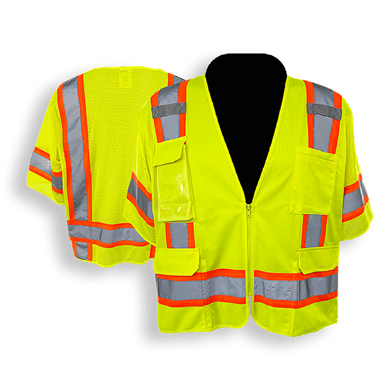 C2V X-CRASH 8V73G3H Safety Vest, Surveyor Solid Front/Mesh Back, Type R Class 3