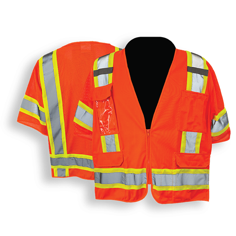 C2V X-CRASH 8V73O3H Safety Vest, Surveyor Solid Front/Mesh Back, Type R Class 3