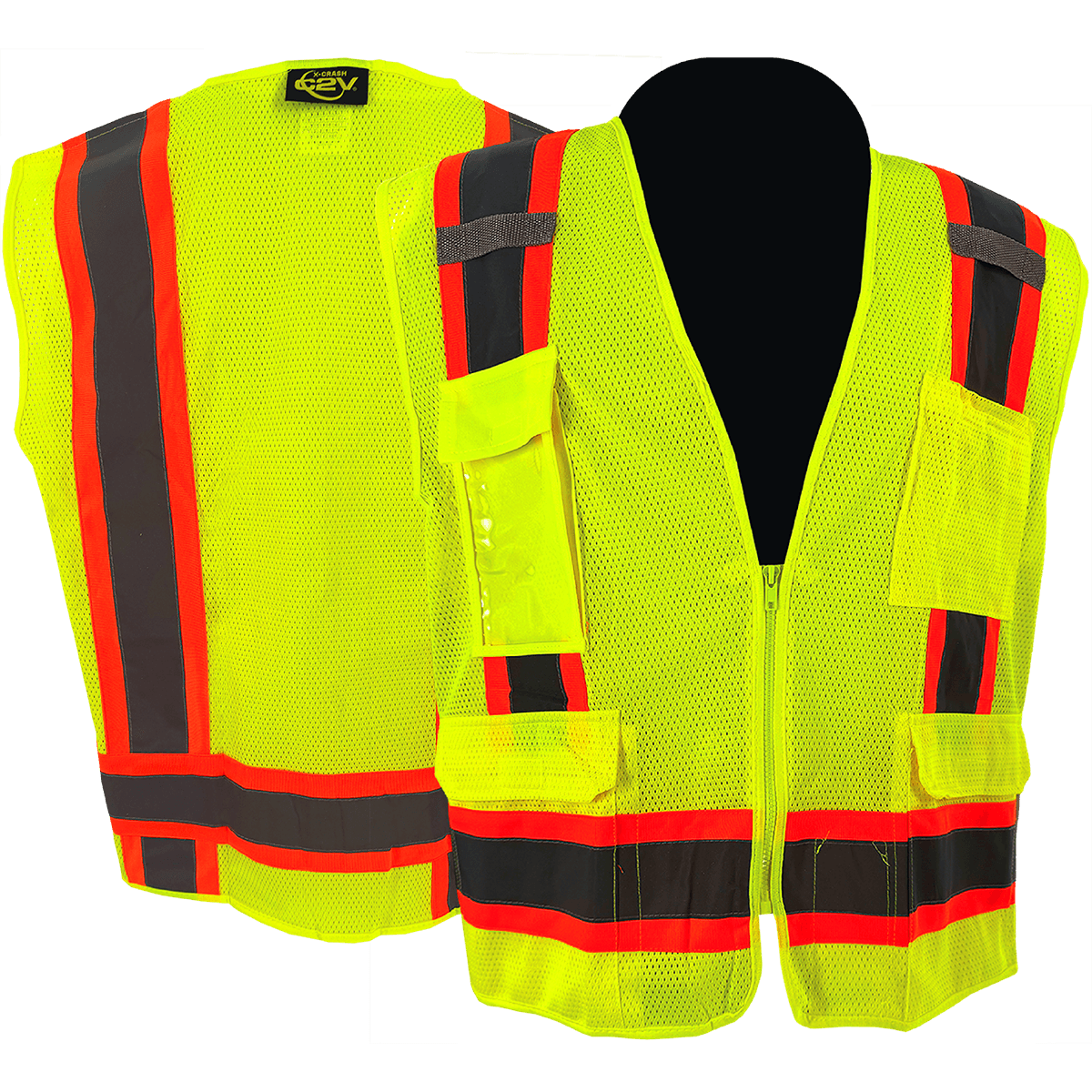 C2V X-CRASH 8V25G2H Safety Vest, Mesh Surveyor Vest, Type R Class 2