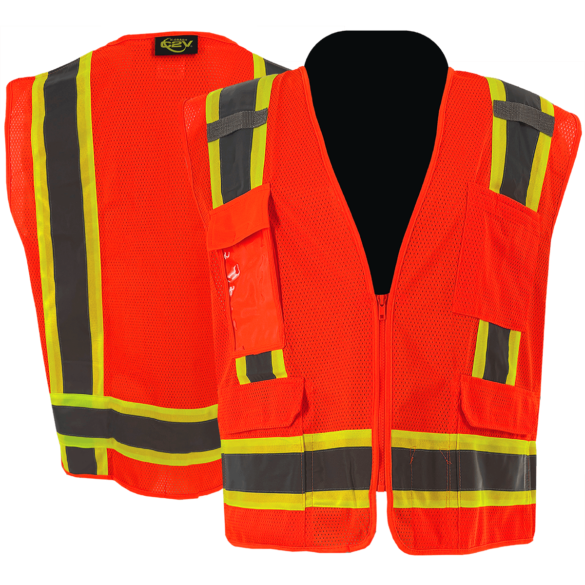 C2V X-CRASH 8V25O2H Safety Vest, Mesh Surveyor Vest, Type R Class 2