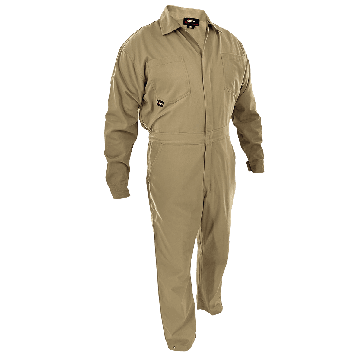 C2V X-FLASH 9001FTK FR Coverall, Tall, Khaki, NFPA 2112 CAT 2